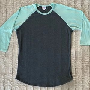 Lularoe Large Grey/Mint Randy Raglan T-shirt